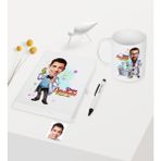 Bk Kişiye Özel Bay Kimya Öğretmeni Temalı Karikatürlü Beyaz Defter Kalem Kupa Seti - 3