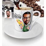 BK Kişiye Özel Bay Ressam Karikatür Türk Kahvesi Fincanı - 1 - Beyaz