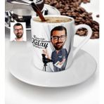 BK Kişiye Özel Bay Yönetmen Karikatür Türk Kahvesi Fincanı - 1 - Beyaz