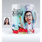 BK Kişiye Özel Bayan Master Chef Karikatürlü Beyaz Kupa Bardak