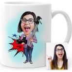 BK Kişiye Özel Bayan Profesyonel Fotoğrafçı Karikatür Beyaz Kupa Bardak
