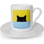 BK Kişiye Özel Black Kitty Tasarımlı Türk Kahvesi Fincanı - 1