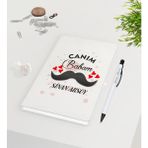BK Kişiye Özel Canım Babam Tasarımlı 9X14CM Beyaz Defter ve Kalem Seti - Model 2