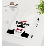 BK Kişiye Özel Canım Babam Tasarımlı Beyaz Defter Kalem Seti - Model 1