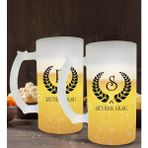 BK Kişiye Özel Çelenk Baş Harfli Isimli 2’li Buzlu Cam Bira Bardağı 50CL-1