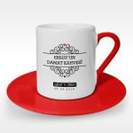 BK Kişiye Özel Damat Kahvesi Tasarımlı Kırmızı Türk Kahvesi Fincanı - 6