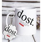 BK Kişiye Özel Dost Anlamı Beyaz Kupa ve Anahtarlık Hediye Seti