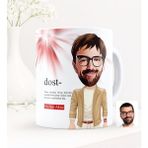 BK Kişiye Özel Dost Karikatürlü Beyaz Kupa Bardak