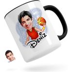 BK Kişiye Özel Erkek Basketbolcu Karikatürlü Siyah Kupa Bardak