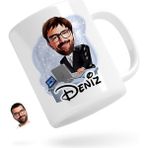 BK Kişiye Özel Erkek Genel Müdür Karikatürlü Beyaz Kupa Bardak