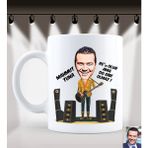 BK Kişiye Özel Erkek Gitarist 3 Karikatürlü Beyaz Kupa Bardak