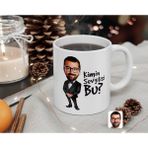 BK Kişiye Özel Erkek Kimin Sevgilisi Bu Karikatürlü Beyaz Kupa Bardak