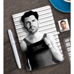 BK Kişiye Özel Erkek Kriminal Karikatürlü Beyaz Defter ve Kalem Hediye Seti-1