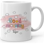 BK Kişiye Özel Good Morning Tasarımlı Beyaz Kupa Bardak