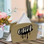 BK Kişiye Özel Güzel Chef Tasarımlı Lüks Ahşap Peçetelik-5