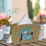 BK Kişiye Özel Güzel Chef Tasarımlı Lüks Ahşap Peçetelik-9