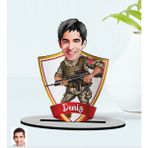 BK Kişiye Özel Isimli Asker Karikatürlü Ahşap Biblo Model-1 - Renkli
