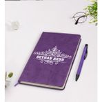 BK Kişiye Özel Isimli Mor Termo Deri Defter Kalem Seti Model 32