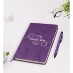 BK Kişiye Özel Isimli Mor Termo Deri Defter Kalem Seti Model 3