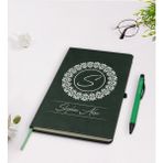 BK Kişiye Özel Isimli Yeşil Termo Deri Defter Kalem Seti Model 2 - Koyu Siyah
