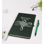 BK Kişiye Özel Isimli Yeşil Termo Deri Defter Kalem Seti Model 24 - Koyu Siyah