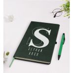 BK Kişiye Özel Isimli Yeşil Termo Deri Defter Kalem Seti Model 34 - Koyu Siyah