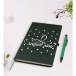 BK Kişiye Özel Isimli Yeşil Termo Deri Defter Kalem Seti Model 4 - Koyu Siyah