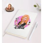 BK Kişiye Özel Kadın Dövme Sanatçısı Karikatürlü Beyaz Defter ve Kalem Hediye Seti-1