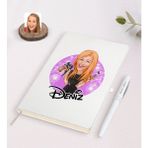 BK Kişiye Özel Kadın Güzellik Uzmanı Karikatürlü Beyaz Defter ve Kalem Hediye Seti-1