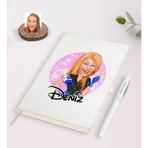 BK Kişiye Özel Kadın Güzellik Uzmanı Karikatürlü Beyaz Defter ve Kalem Hediye Seti-2