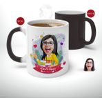 Bk Kişiye Özel Kadın Kimya Öğretmeni Karikatürlü Sihirli Kupa Bardak-1 - Beyaz