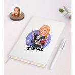 BK Kişiye Özel Kadın Yönetici Karikatürlü Beyaz Defter ve Kalem Hediye Seti-1
