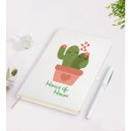 BK Kişiye Özel Kaktüs Tasarımlı Beyaz Defter + Kalem Seti-11