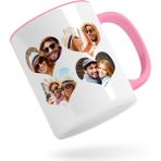 Bk Kişiye Özel Kalpli 4 Fotoğraflı Pembe Kupa Bardak-2 - Beyaz - Pembe