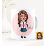 BK Kişiye Özel Kız Çocuk Karikatürlü-6 Beyaz Kupa Bardak