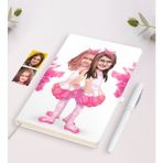 BK Kişiye Özel Kız Kardeşler Karikatürlü Beyaz Defter ve Kalem Hediye Seti-3