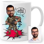 BK Kişiye Özel Komando Asker Karikatür Beyaz Kupa Bardak