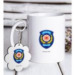 BK Kişiye Özel Mesleki Polis Çevik Kuvvet Beyaz Kupa ve Anahtarlık Hediye Seti-1