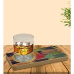 BK Kişiye Özel Modern Art Tasarımlı Doğal Ahşap Tabaklı Viski Bardağı Sunum Seti Model 11