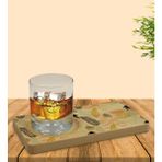 BK Kişiye Özel Modern Art Tasarımlı Doğal Ahşap Tabaklı Viski Bardağı Sunum Seti Model 5