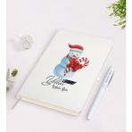 BK Kişiye Özel Mutlu Yıllar Tasarımlı Beyaz Defter + Kalem Seti - 5