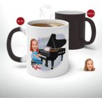 BK Kişiye Özel Müzik Öğretmeni Karikatürlü Sihirli Kupa Bardak-2