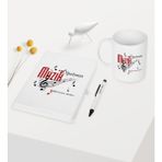 BK Kişiye Özel Müzik Öğretmeni Temalı Beyaz Defter Kalem Kupa Seti - 1