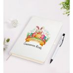BK Kişiye Özel Paskalya Bayramı Beyaz Defter ve Kalem Seti-10 - Açık Beyaz