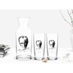 BK Kişiye Özel Renkli Baskılı Atatürk Temalı 2'li Rakı Bardağı ve Karaf Seti-18
