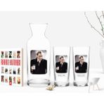 BK Kişiye Özel Renkli Baskılı Atatürk Temalı Ikili Rakı Bardağı Karaf ve Cep Kitabı Hediye Seti-33