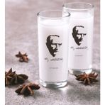 BK Kişiye Özel Renkli Baskılı Atatürk Temalı Ikili Rakı Bardağı Seti-23