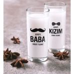 BK Kişiye Özel Renkli Baskılı Baba Kız Ikili Rakı Bardağı Seti-2