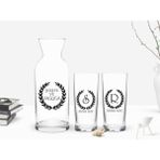 BK Kişiye Özel Renkli Baskılı Çelenk Baş Harfli İsimli 2'li Rakı Bardağı ve Karaf Seti-2