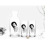 BK Kişiye Özel Renkli Baskılı Çılgınlar Gibi Tasarımlı 2'li Rakı Bardağı ve Karaf Seti-1